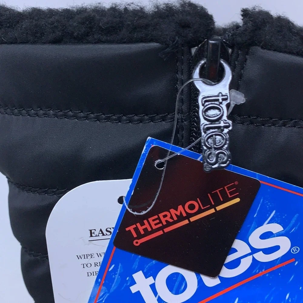Totes Girls Shoe Size 1 Black Pink Detail Dana Waterproof Snow Winter Boots NWT